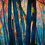 Bushfire tree trunks painting