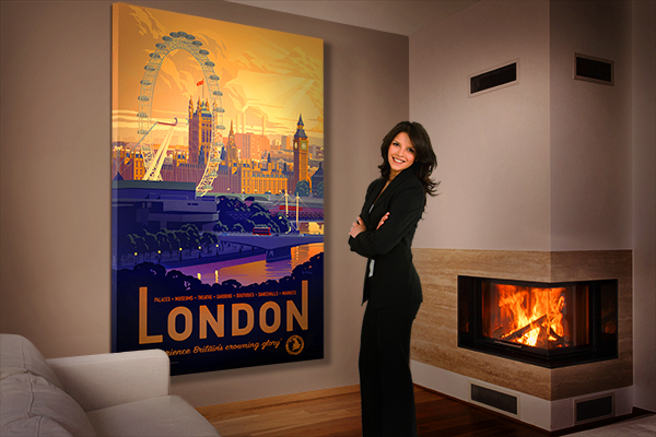 London stretched canvas from Printism - installation view